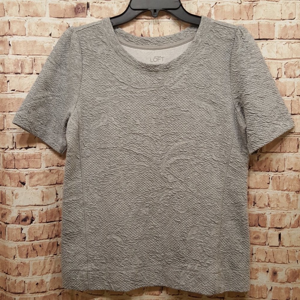 Loft T-shirt Textured Gray Size Small